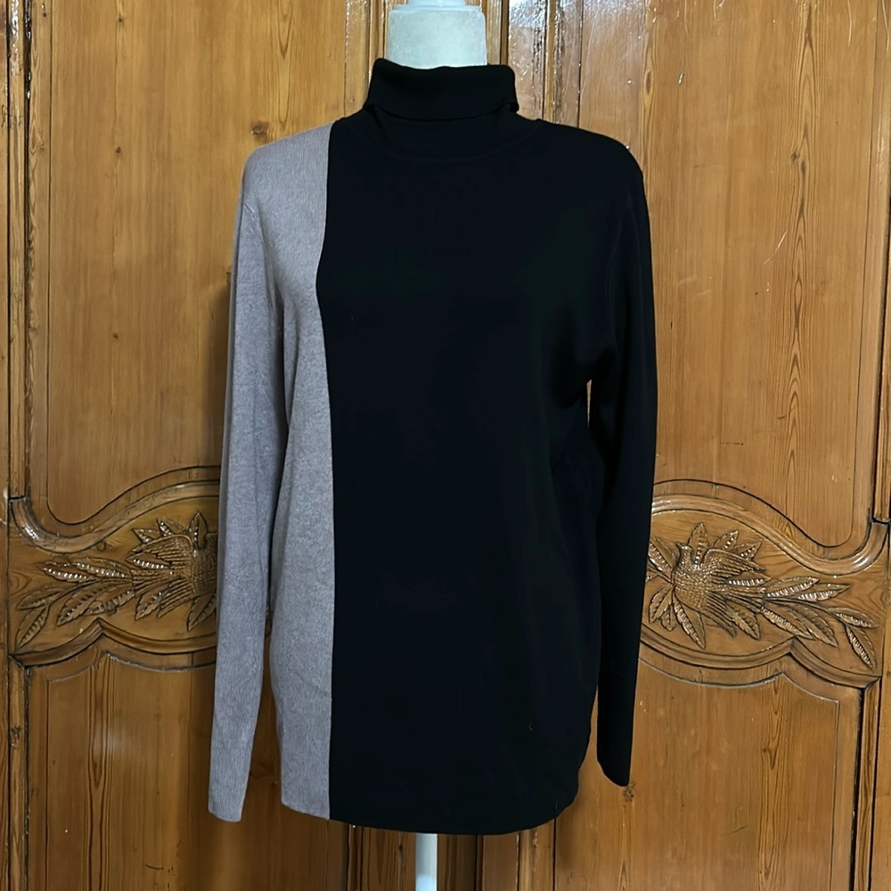 Chicos Colorblock Turtleneck Sweater Size 3 (XL 16/18) - Picture 3 of 7